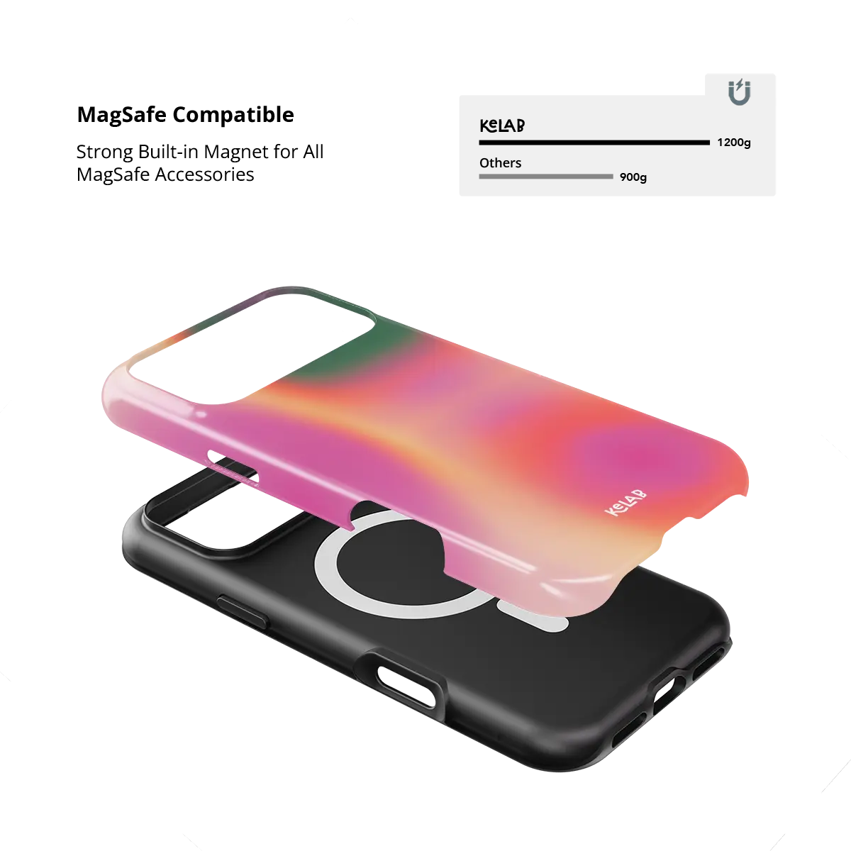 Aurora Pop colorful gradient aura Tough iPhone case with built-in strong MagSafe magnets.