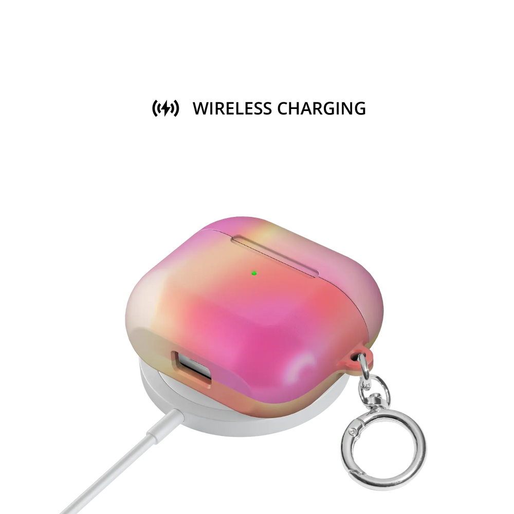 Colorful Dopamine Aura Gradient AirPods Case, on wireless charger