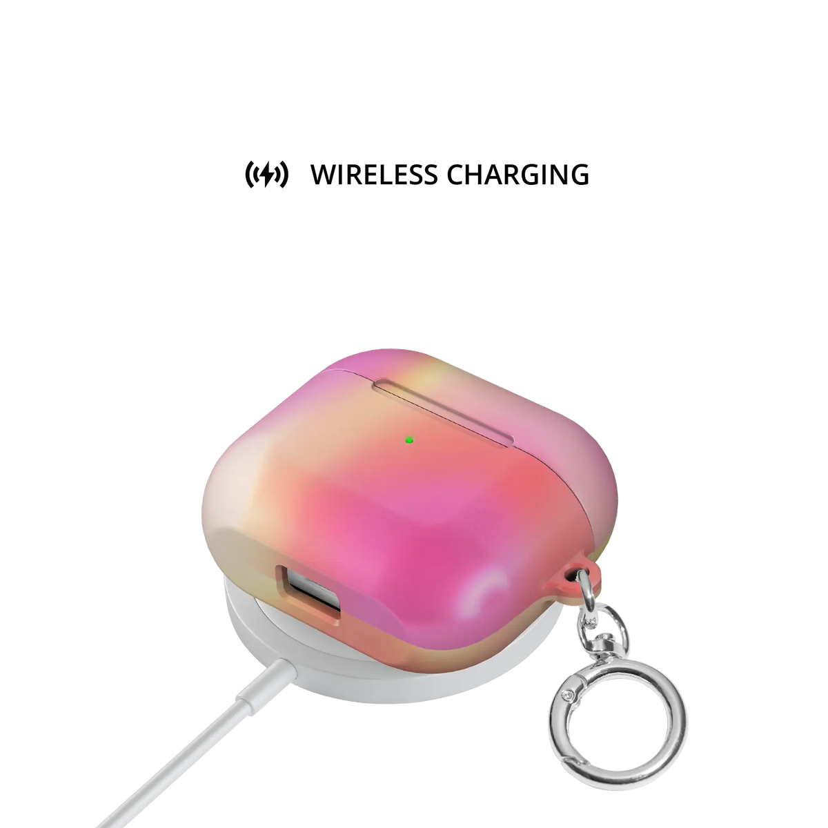 Colorful Dopamine Aura Gradient AirPods Case, on wireless charger