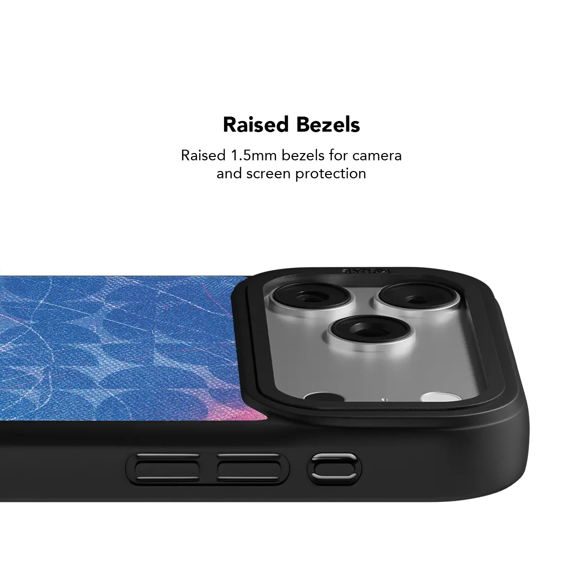 Aqua blue abstract KELAB iPhone Case black MagSafe rugged cover with chrome camera rings