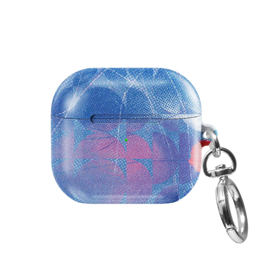 Cool Splash | Blue Retro Geometric Circles AirPods Case - front view