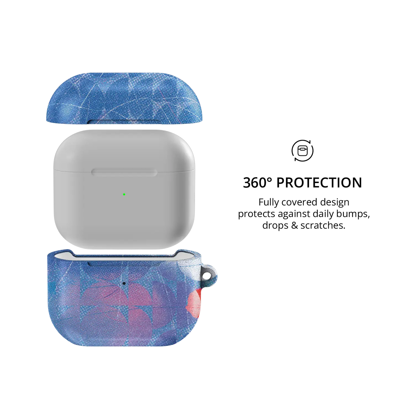 Cool Splash | Blue Retro Geometric Circles AirPods Case - 360 degree protection view