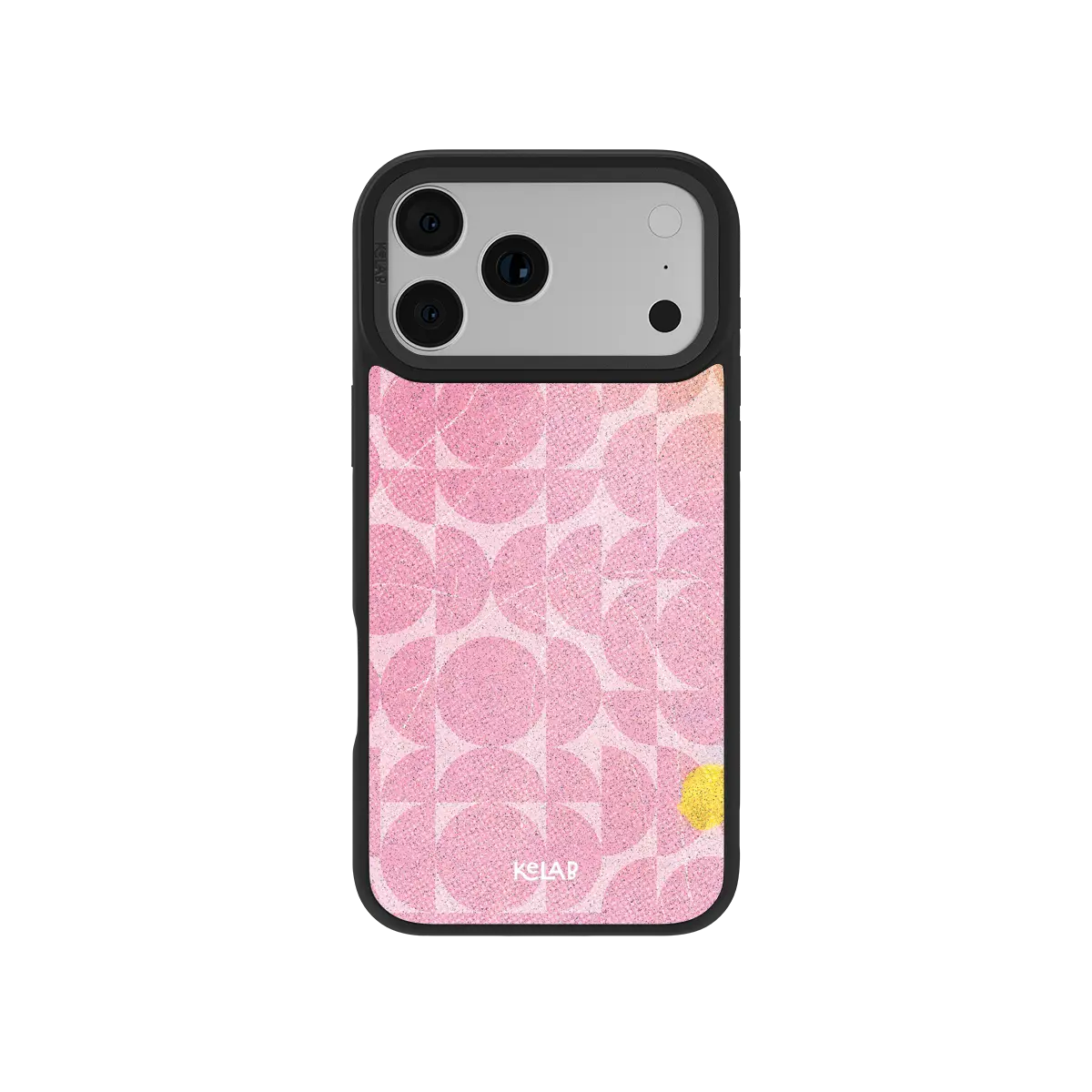 KELAB iPhone Case pastel pink glitter pattern with retro circular shapes for phone
