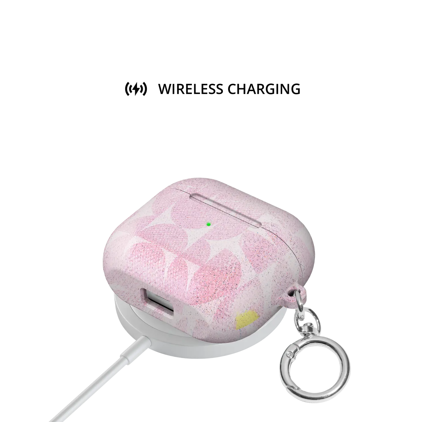 Bubblegum Breeze | Pink Retro Geometric Circles AirPods Case - shown on wireless charger