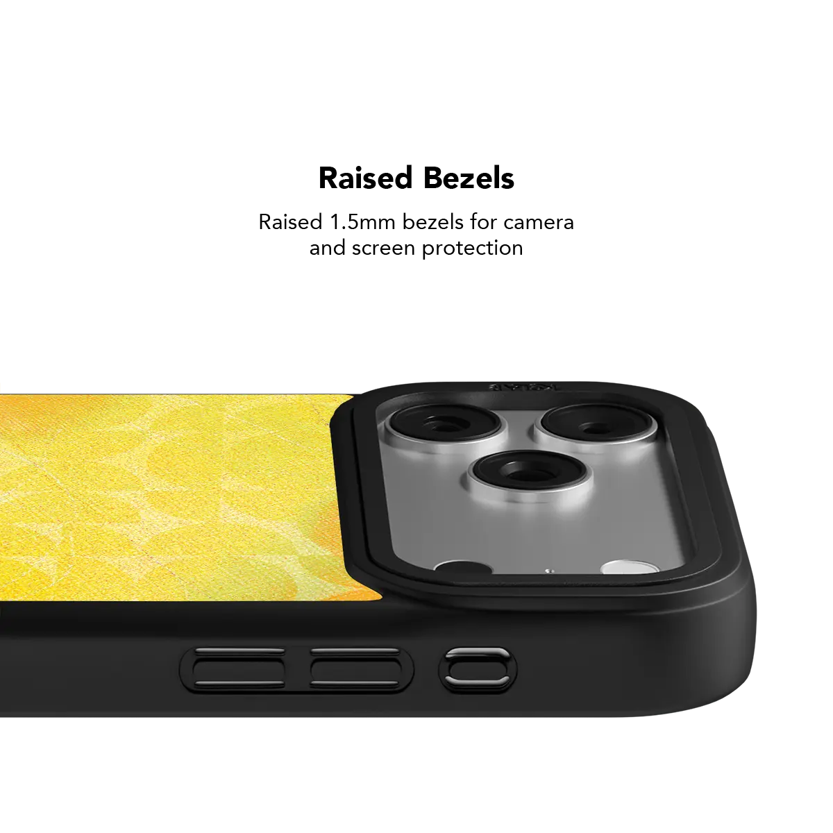 KELAB iPhone Case bold yellow retro geometric abstract pattern with camera openings