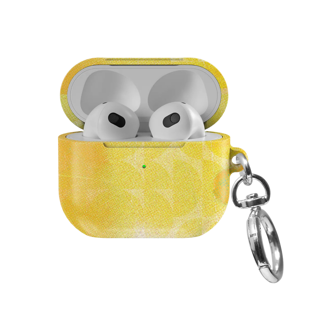Zesty | Yellow Retro Geometric Circles AirPods Case - front view with open lid