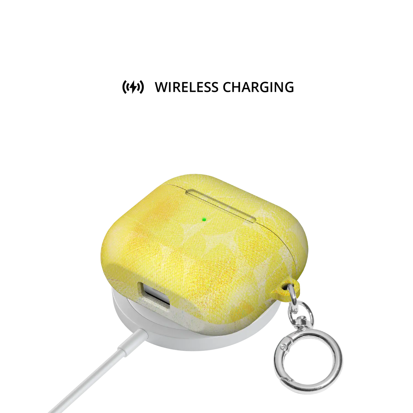 Zesty | Yellow Retro Geometric Circles AirPods Case - shown on wireless charger
