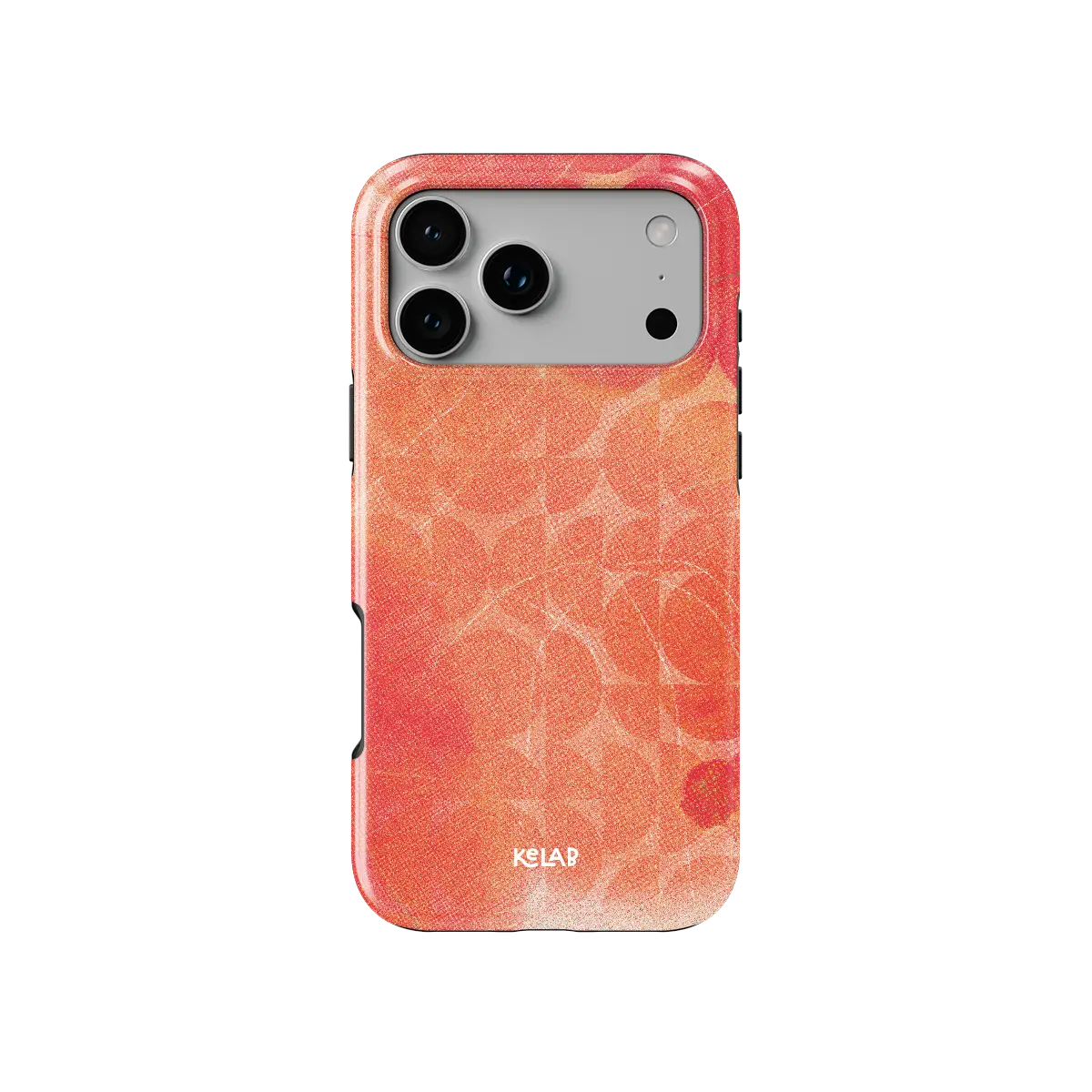Sunset Squeeze red retro geometric circles Tough iPhone case, front view showing the pattern.