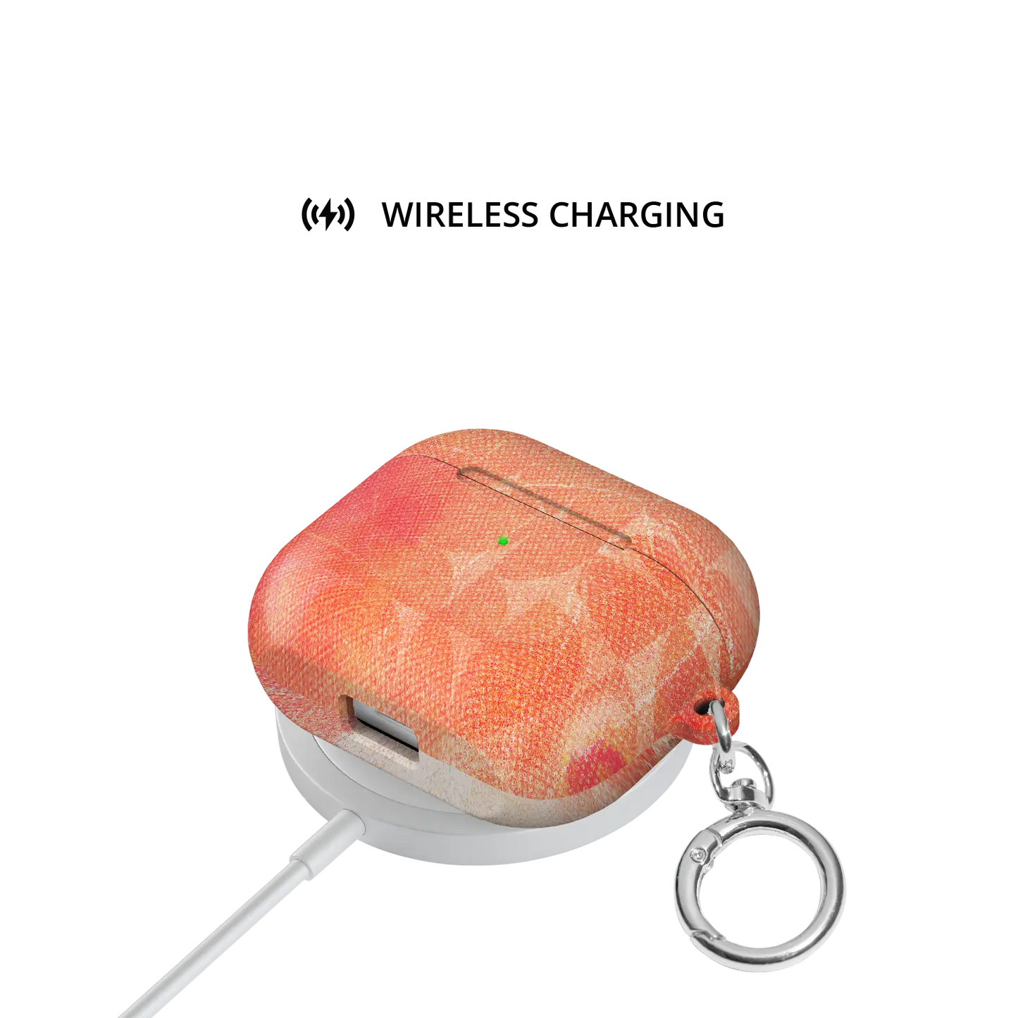 Sunset Squeeze | Red Retro Geometric Circles AirPods Case - shown on wireless charger