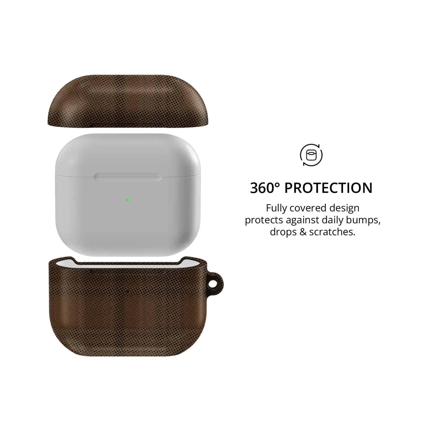 Brown Flannel Plaid Cozy Aesthetic AirPods Case, 360-degree protective coverage