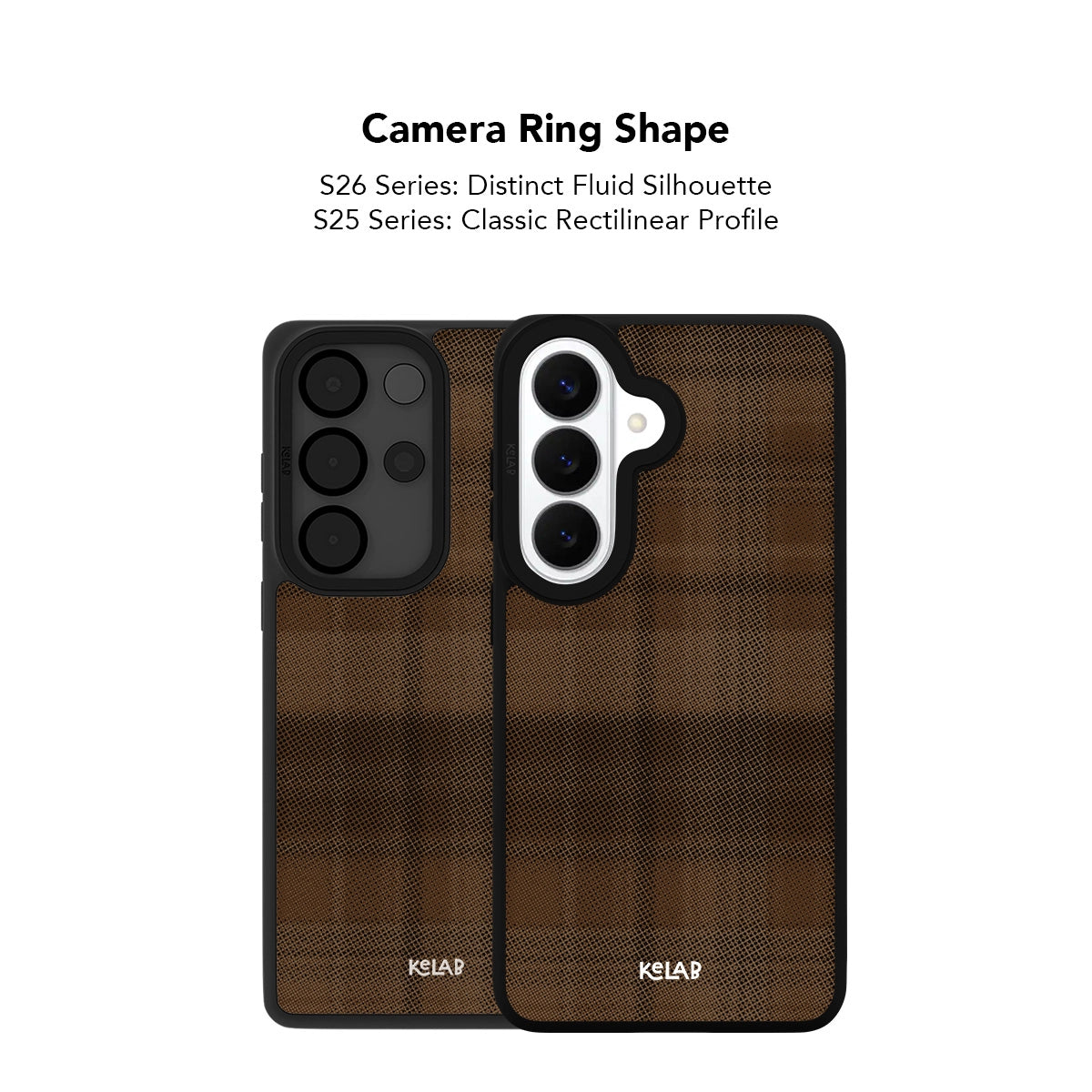 Brown TPU phone case for Samsung Galaxy with flannel grid pattern and minimalist design