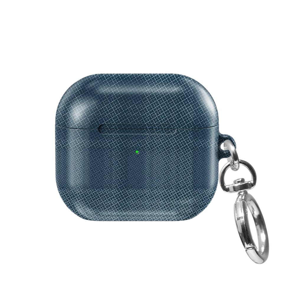 Blue Flannel Plaid Cozy Aesthetic AirPods Case, front view