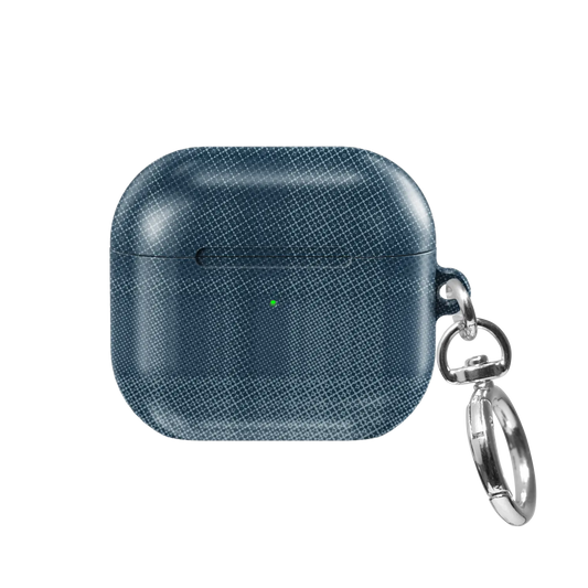 Blue Flannel Plaid Cozy Aesthetic AirPods Case, front view