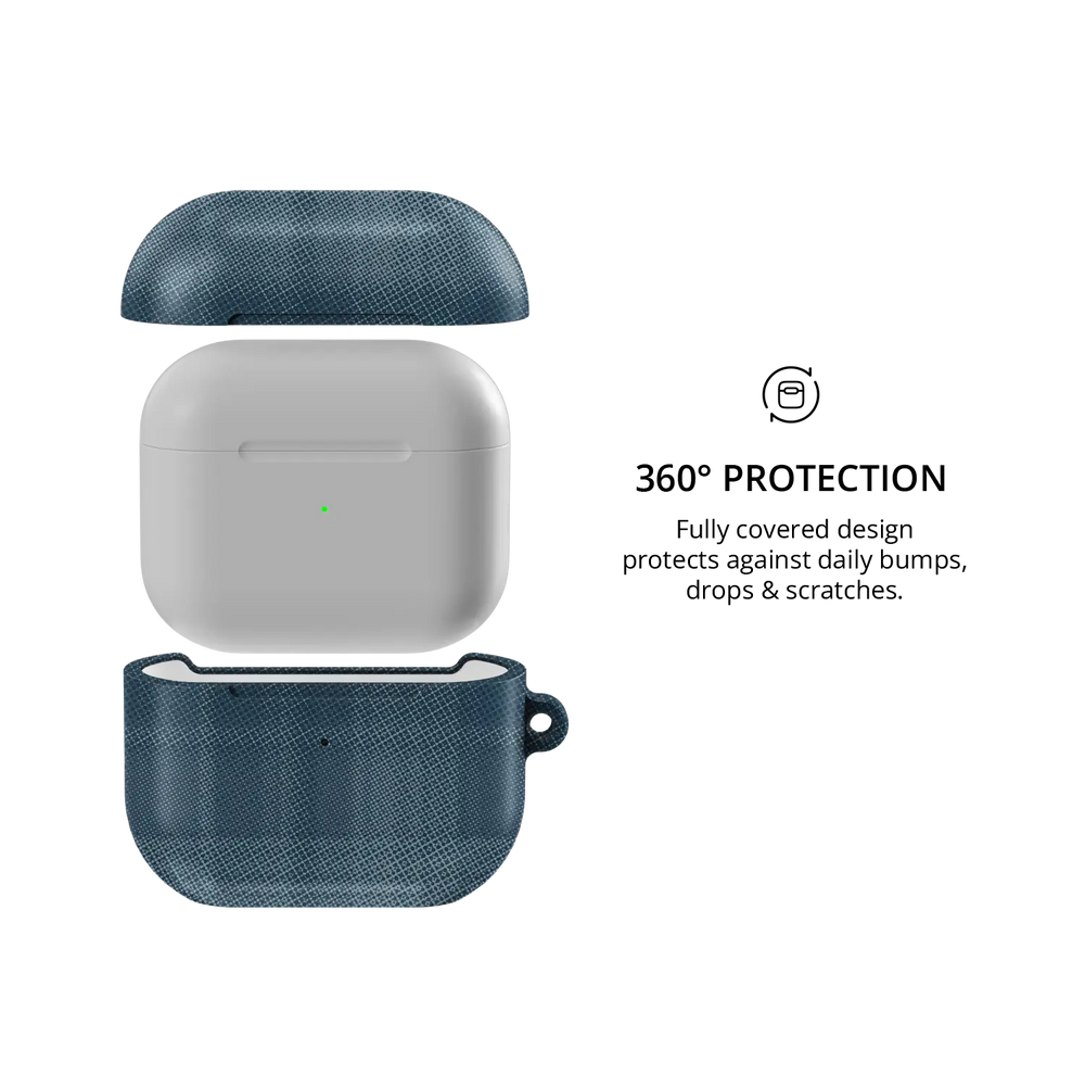 Blue Flannel Plaid Cozy Aesthetic AirPods Case, 360-degree protective coverage