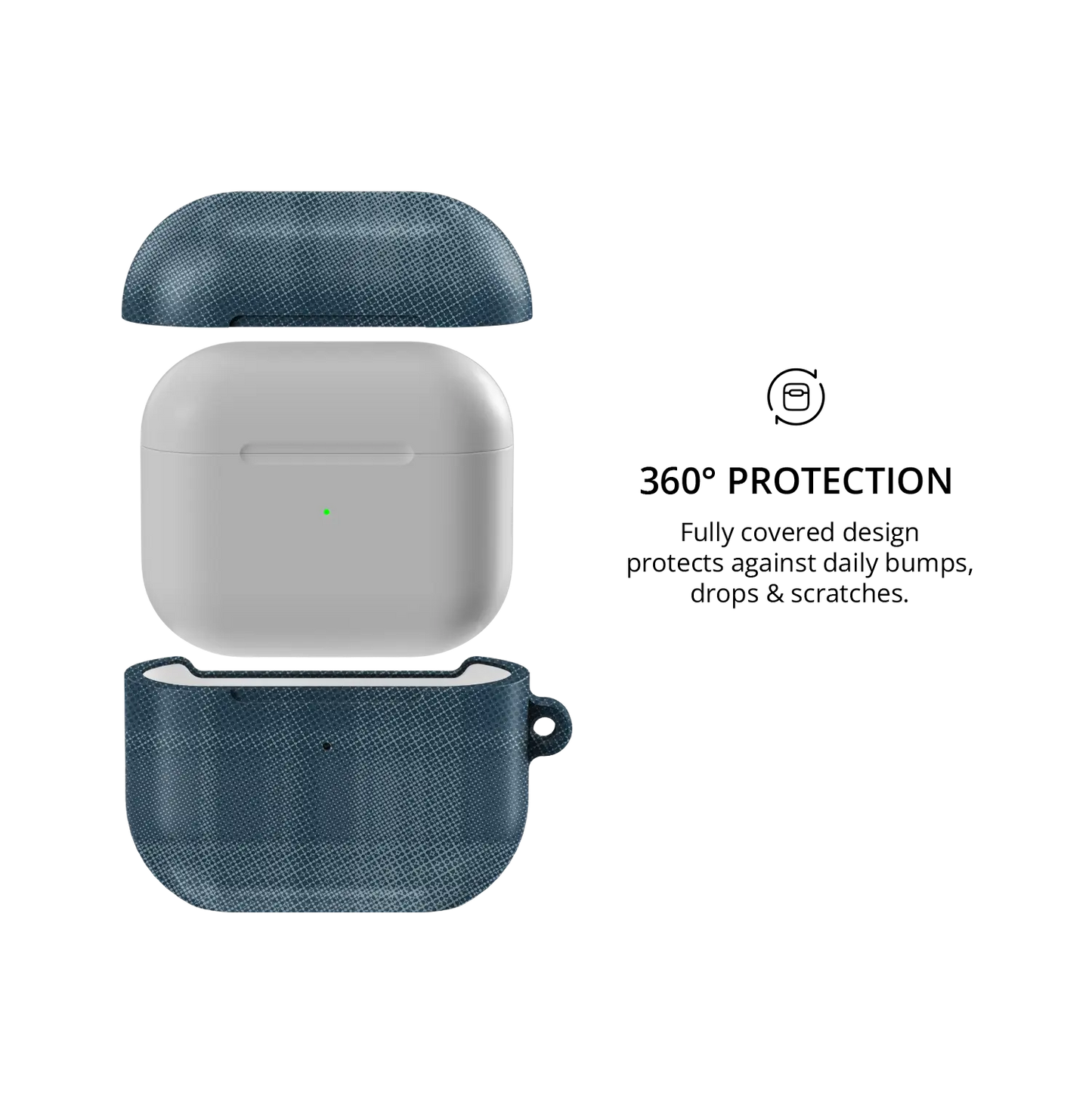 Blue Flannel Plaid Cozy Aesthetic AirPods Case, 360-degree protective coverage