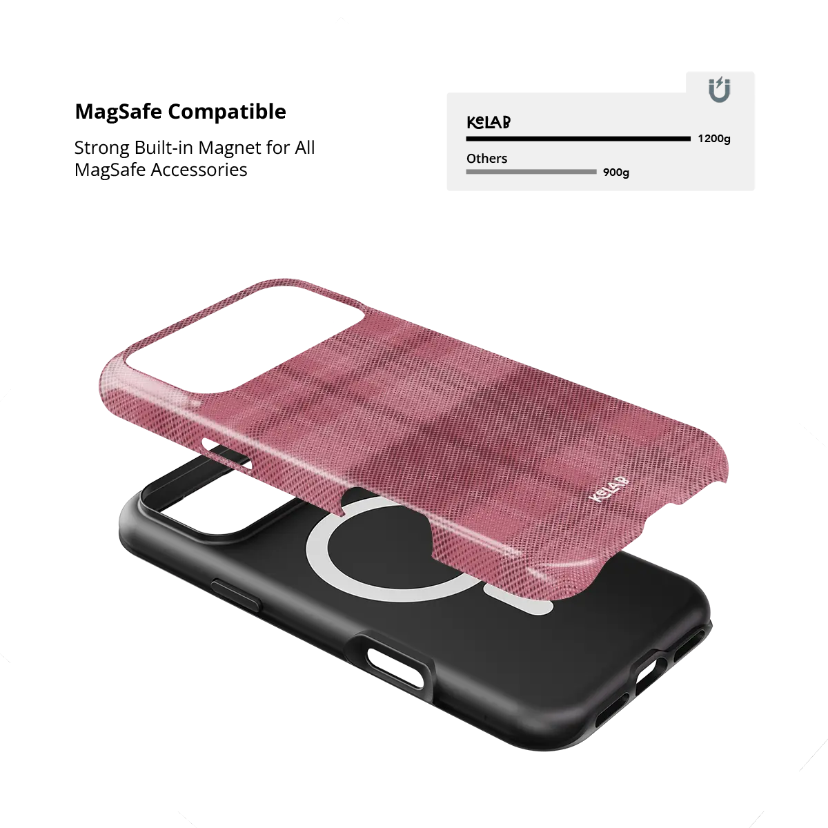 KELAB iphone case with plaid pattern minimalist pink glossy polycarbonate shell