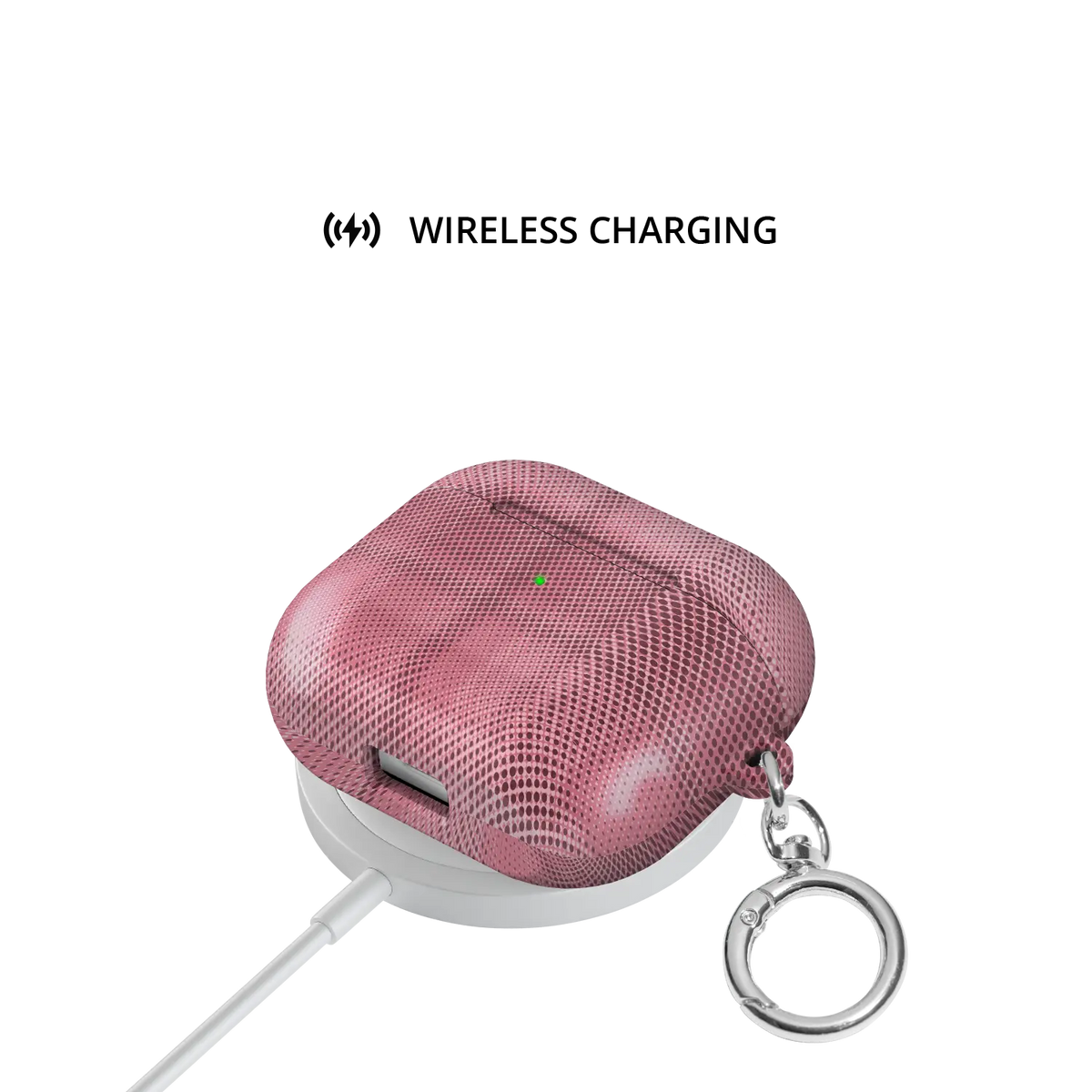 Pink Flannel Plaid Coquette Aesthetic AirPods Case, on wireless charger