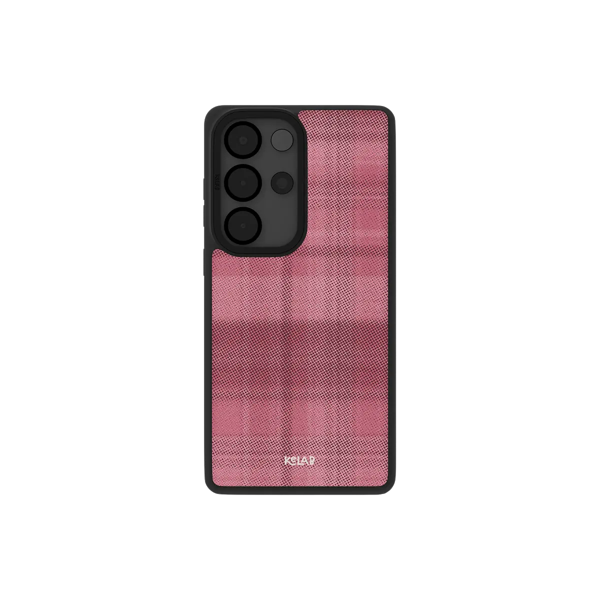 Minimalist Samsung Galaxy phone case in pink flannel grid pattern with TPU material