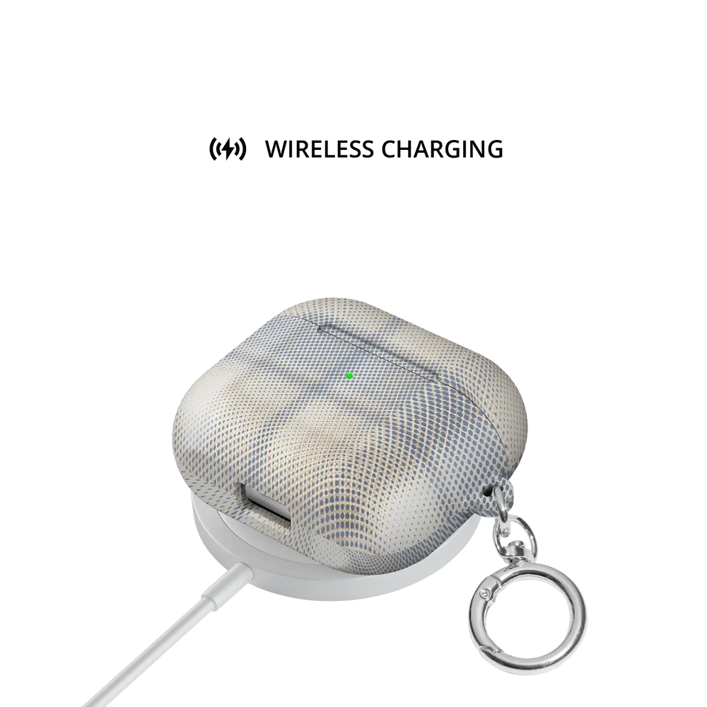 Beige Flannel Plaid Cozy Aesthetic AirPods Case, on wireless charger