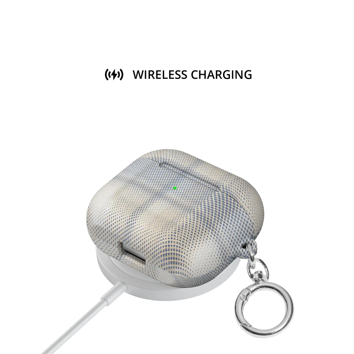 Beige Flannel Plaid Cozy Aesthetic AirPods Case, on wireless charger
