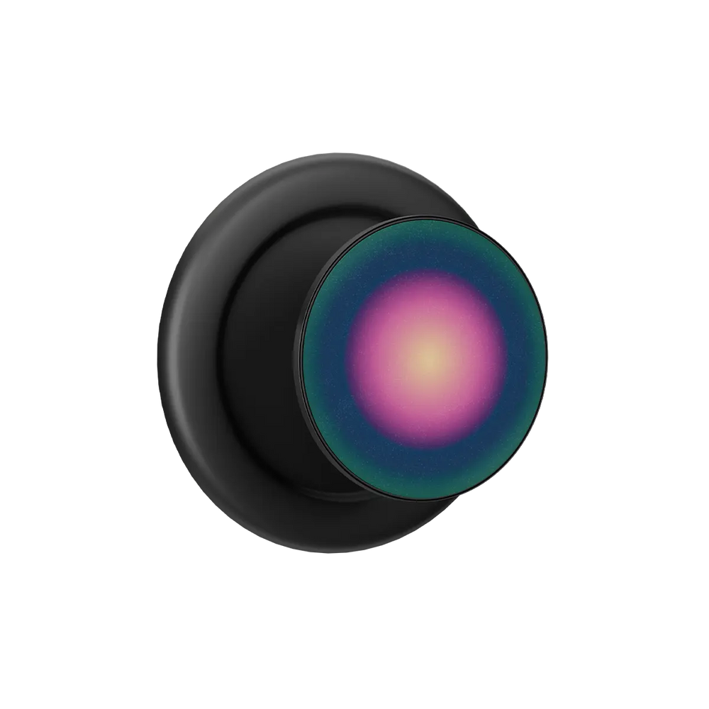 Black Deep Space Aura MagSafe phone grip with iridescent purple and blue pop grip and built-in strong magnets.