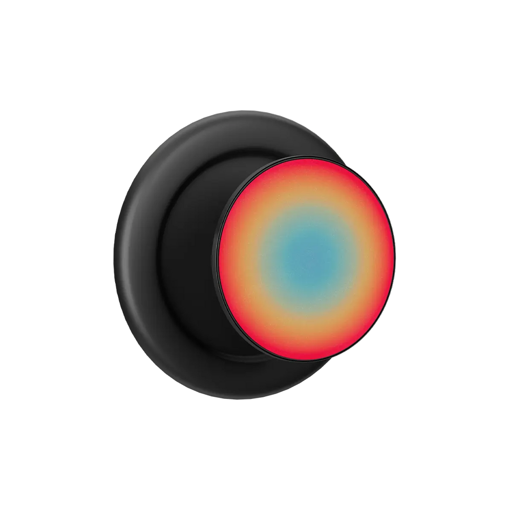 Black MagSafe phone grip with vibrant reverse sunset aura pop grip design and built-in strong magnets.