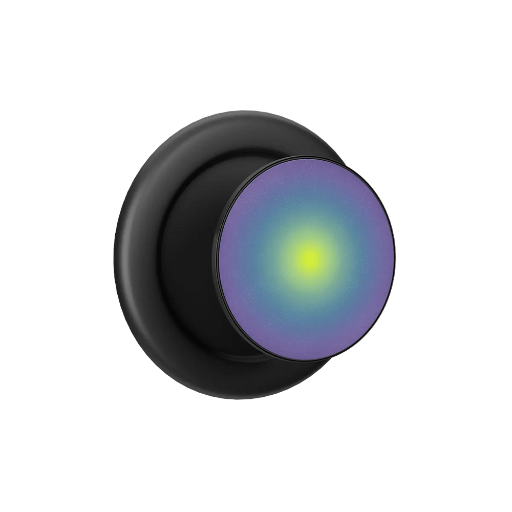 Black MagSafe phone grip with cosmic neon aura design and built-in strong magnets.