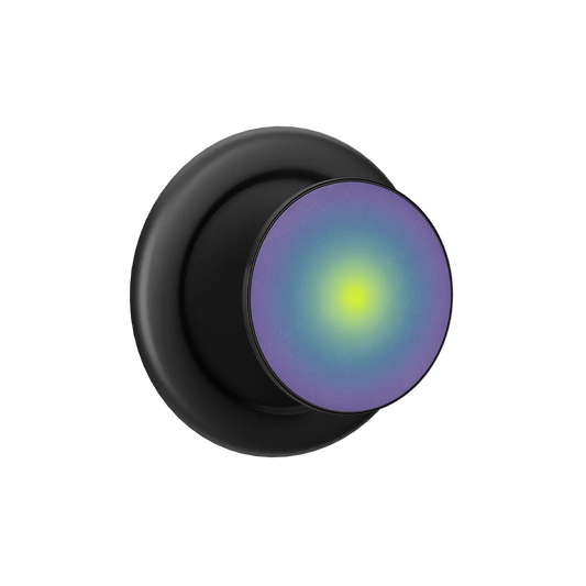 Black MagSafe phone grip with cosmic neon aura design and built-in strong magnets.