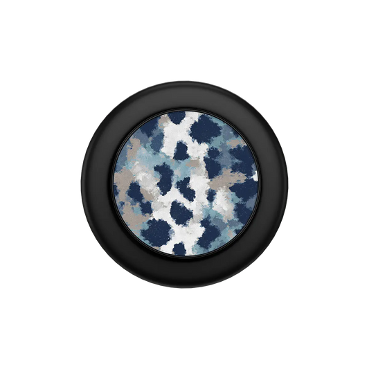 Black Blue Sigh cheetah print MagSafe phone grip with pop grip and built-in strong magnets.