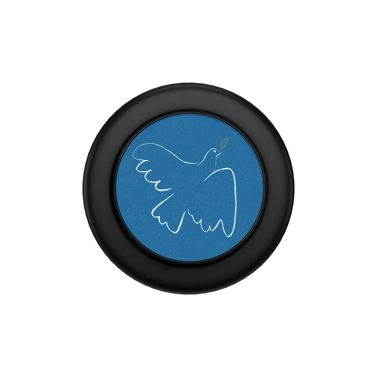 Black pop grip with blue center featuring a white dove outline, Magsafe phone grip with built-in strong magnets.