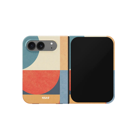 Mood Modular, Bauhaus Abstract iPhone 18 Fold Case, unfolded front view
