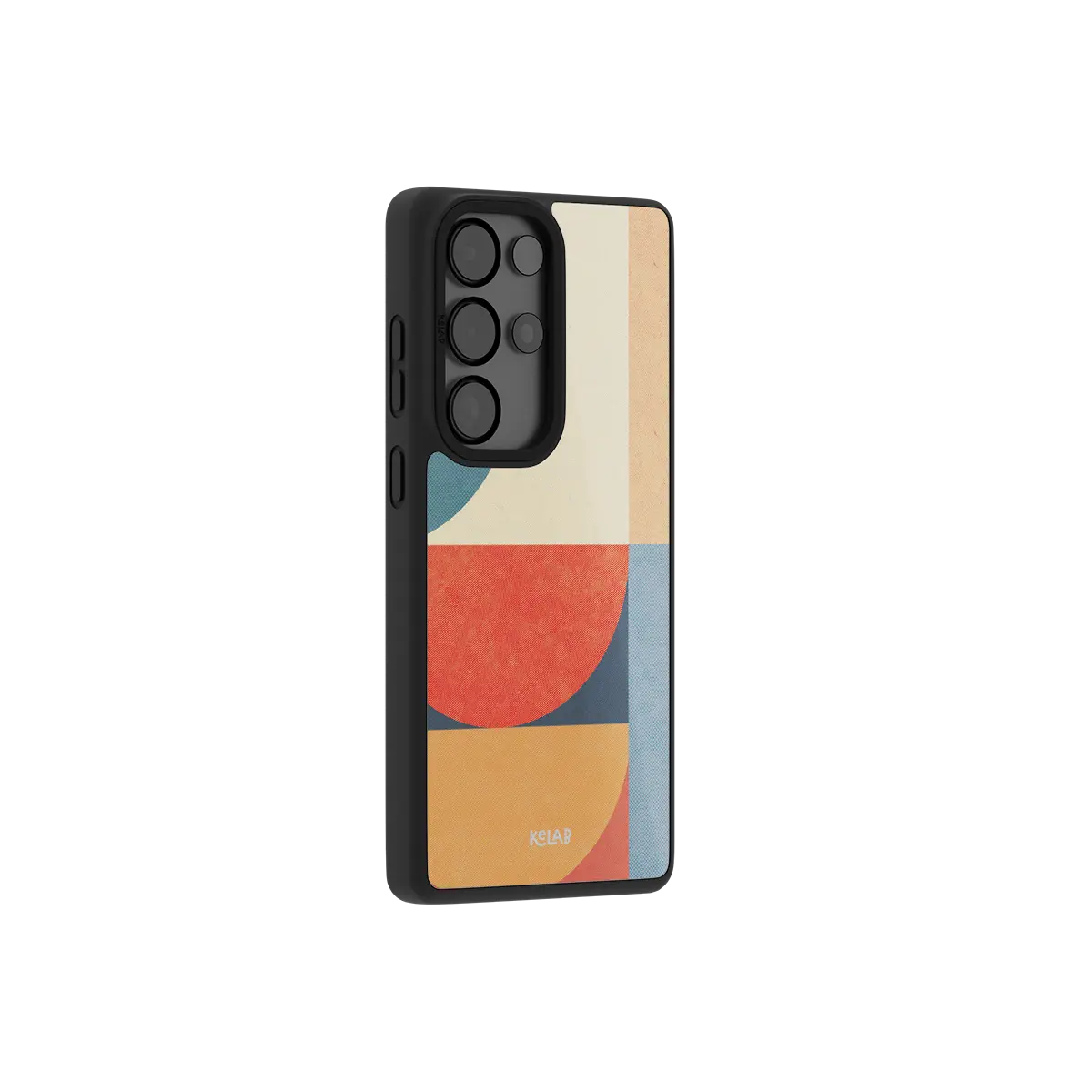 Minimalist phone case for Samsung Galaxy featuring a colorful geometric pattern on a sleek TPU design