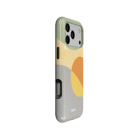 Pastel Orbit mood modular Tough iPhone case, side view showing the pattern wrapped around the shell.