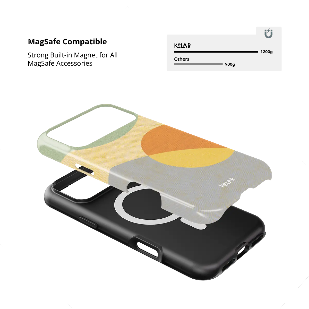 Pastel Orbit mood modular Tough iPhone case with built-in strong MagSafe magnets.