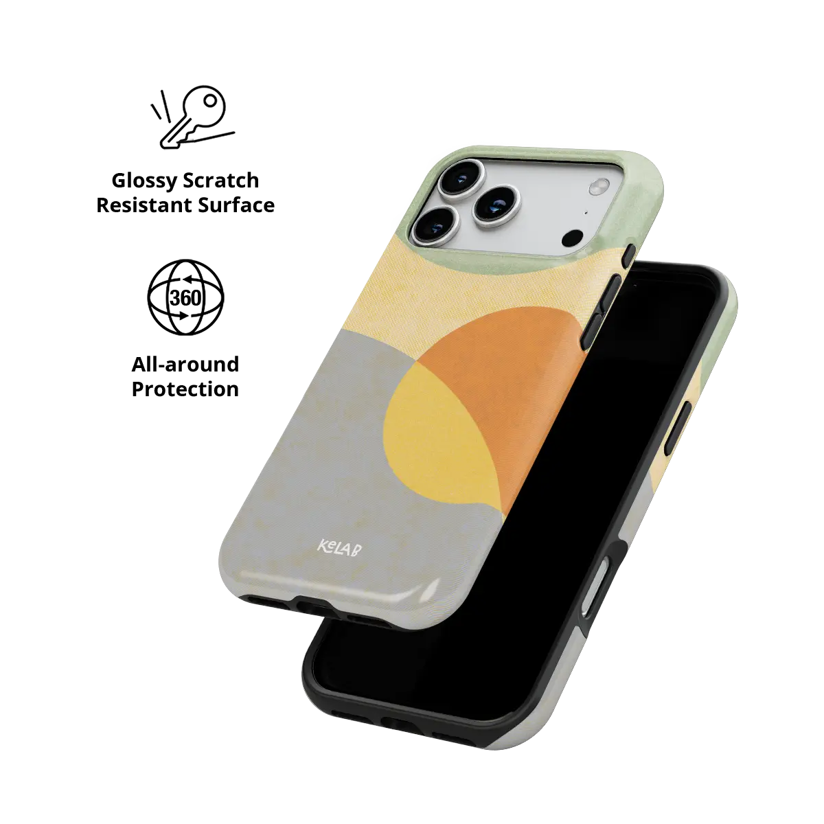 Pastel Orbit mood modular Tough iPhone case with glossy, scratch resistant all-around protection.