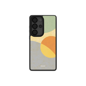 Minimalist phone case for Samsung Galaxy featuring a light-toned, abstract geometric print design with soft textures.