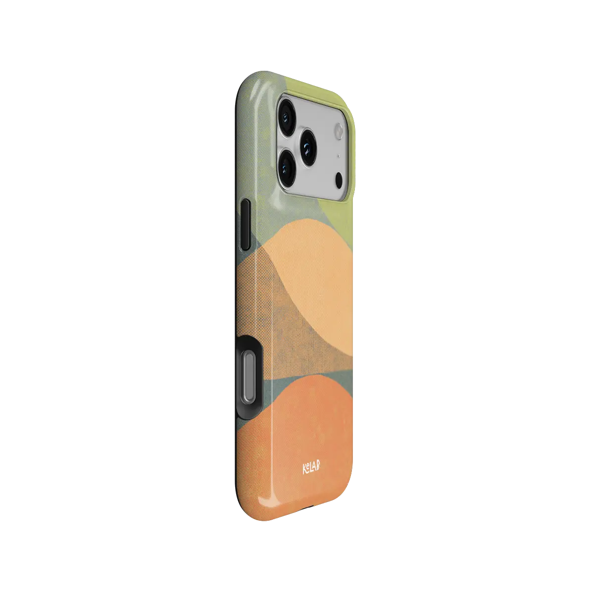 Olive Arc mood modular Tough iPhone case, side view showing the pattern wrapped around the shell.