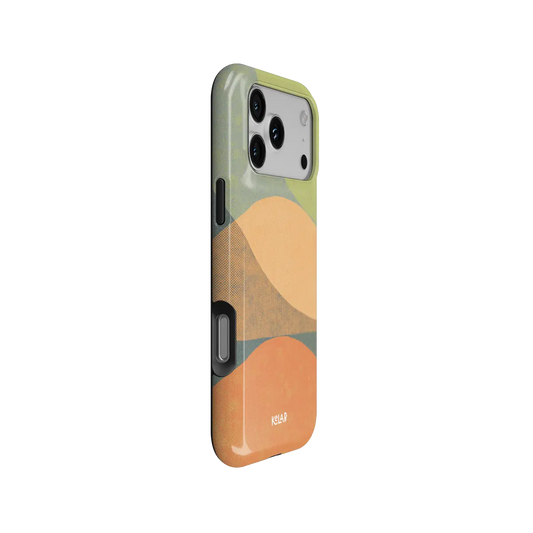 Olive Arc mood modular Tough iPhone case, side view showing the pattern wrapped around the shell.