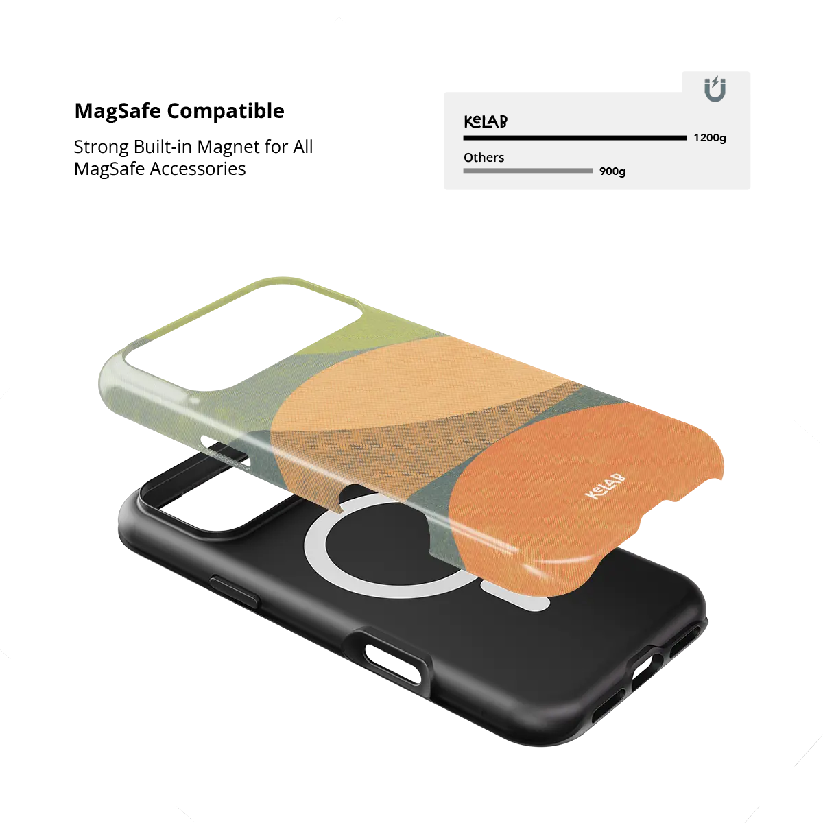 Olive Arc mood modular Tough iPhone case with built-in strong MagSafe magnets.
