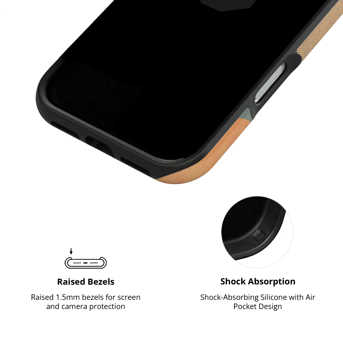 Olive Arc mood modular Tough iPhone case inner view showing shock-absorbing drop protection.
