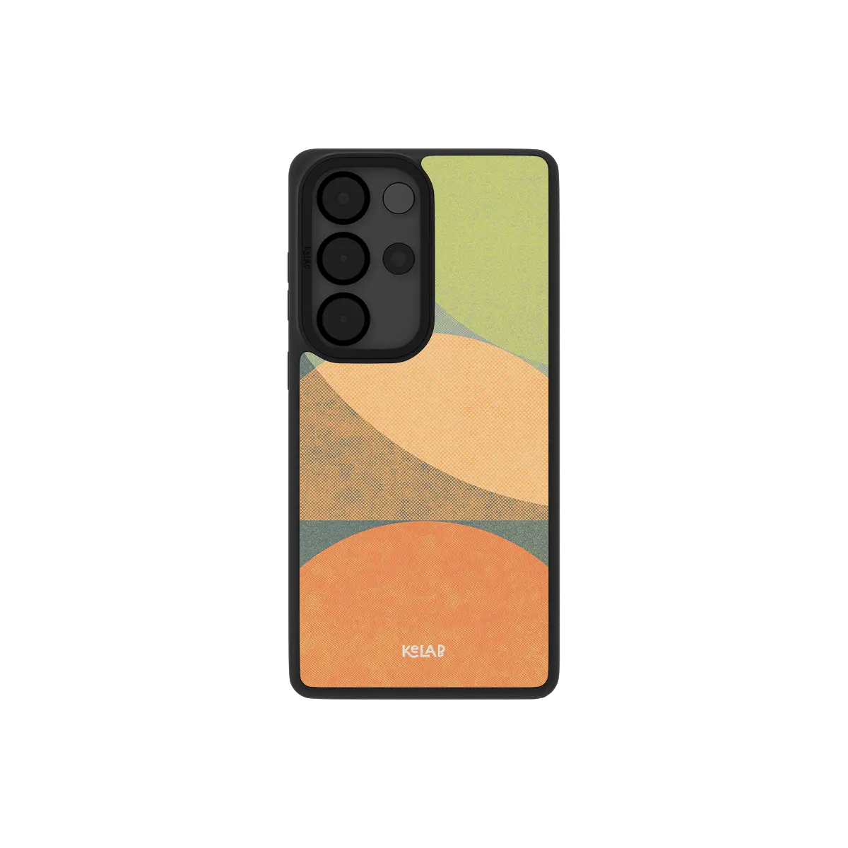 Samsung Galaxy phone case with a stylish abstract pattern in earthy tones and a protective TPU material