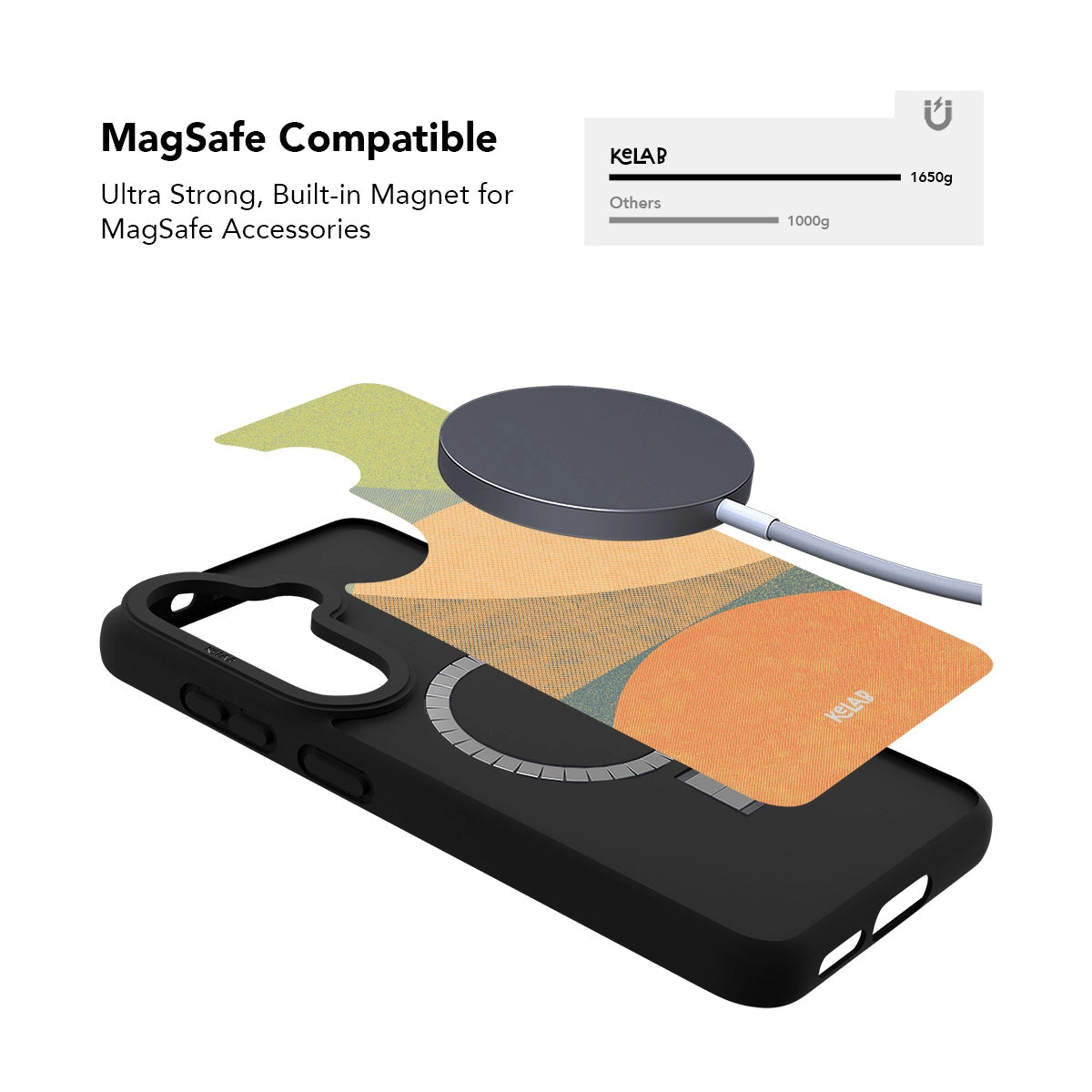 Minimalist Samsung Galaxy phone case in white with a geometric pattern — ultra strong and MagSafe compatible