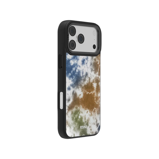 Tie-dye KELAB iPhone Case multicolor case with raised camera edges and printed logo