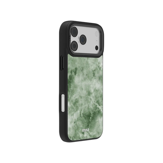 KELAB iPhone Case green MagSafe textured back cover with raised camera lens rims on black edges