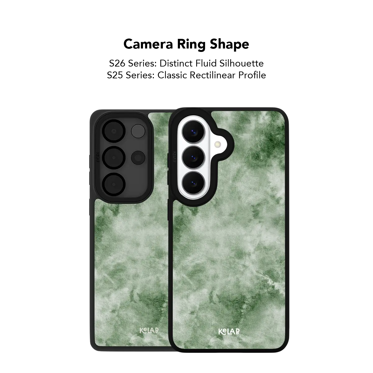 Close up of the camera ring cutout on the green tie dye Samsung Galaxy case