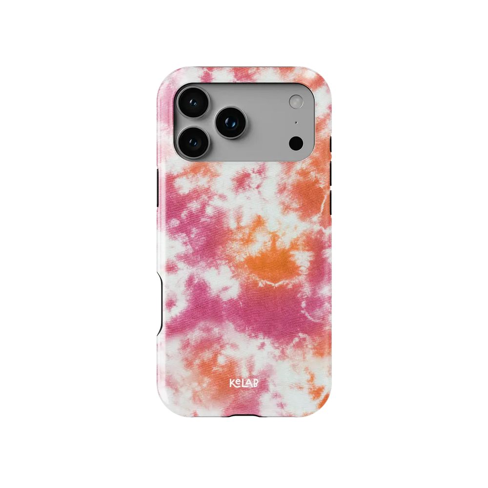 Citrus Blush pink-orange tie-dye Tough iPhone case, front view showing the pattern.
