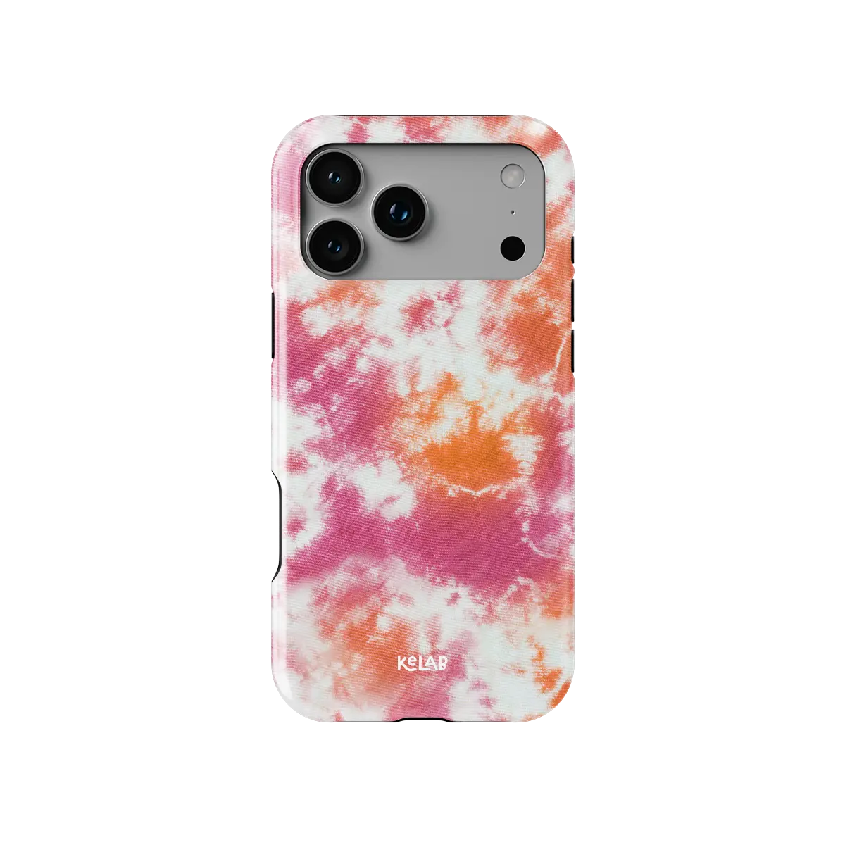 Citrus Blush pink-orange tie-dye Tough iPhone case, front view showing the pattern.