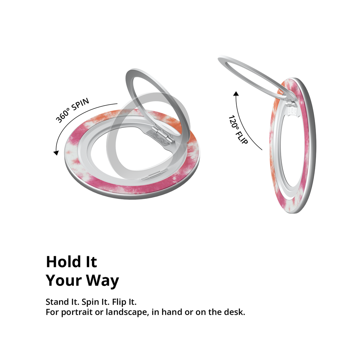 Citrus Blush | Pink-Orange Tie-Dye MagSafe Ring Stand