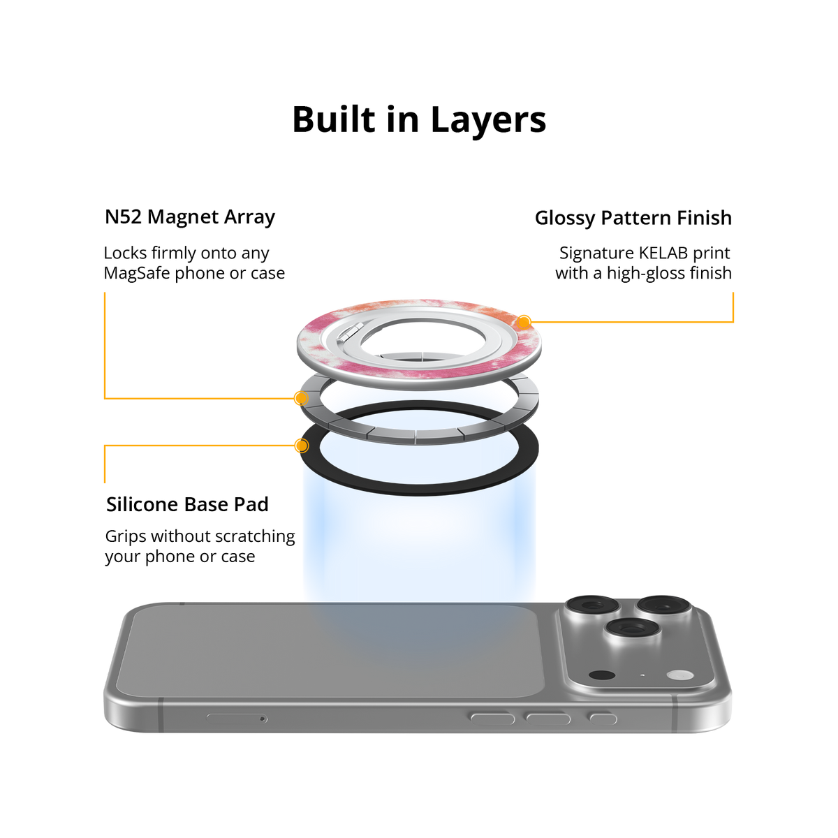 Citrus Blush | Pink-Orange Tie-Dye MagSafe Ring Stand