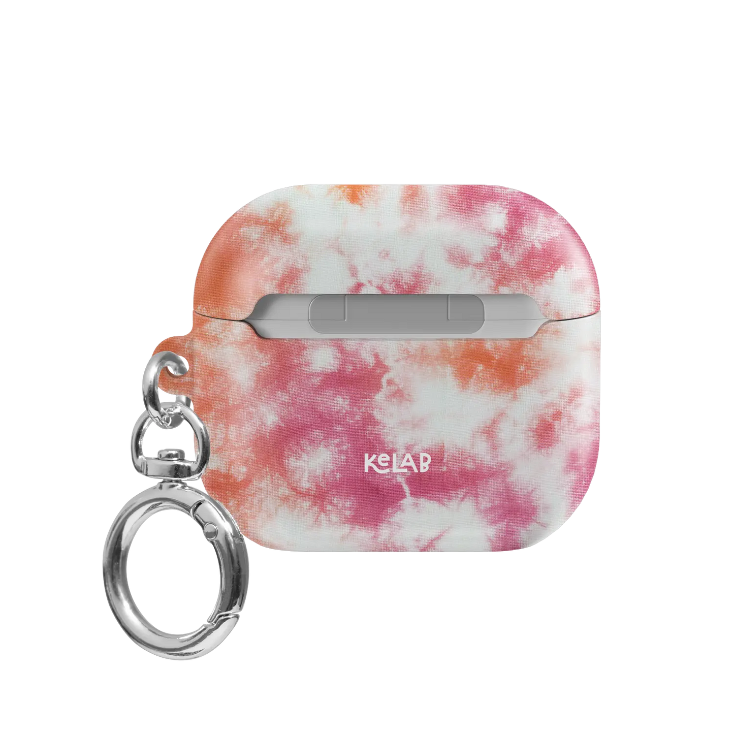 Citrus Blush AirPods case — back view showing sun-soaked pink-orange watercolor swirl